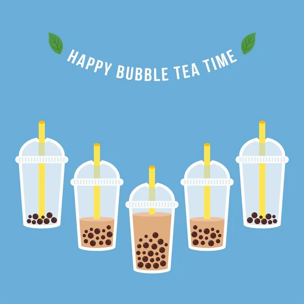 Bubble Tea Oder Pearl Milch Tea Poster Vektorillustration — Stockvektor