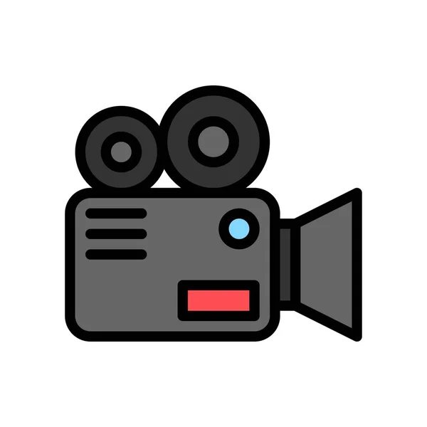 Caméra Vidéo Divertissement Avec Vecteurs Flash Écran Avec Course Modifiable — Image vectorielle