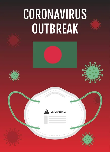 Bangladesh Country Flag Illustration Carrying Spread Corona Virus Covid Brote — Vector de stock