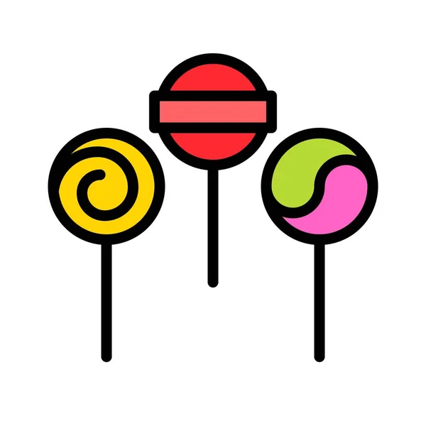 Lollipop Vector Illustratie Gevulde Stijl Pictogram Bewerkbare Omtrek — Stockvector