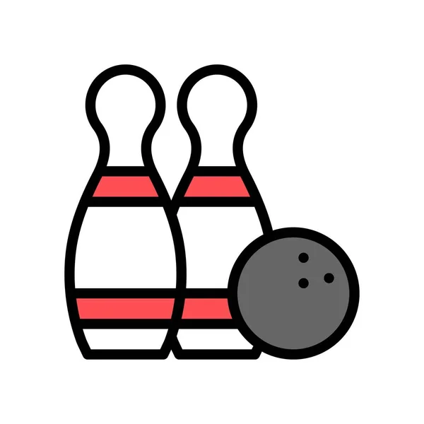 Szórakoztató Kapcsolódó Bowling Játék Három Lyuk Golyó Vektorok Szerkeszthető Stroke — Stock Vector
