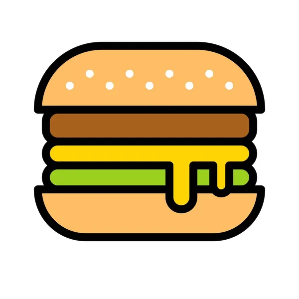 Hamburger Vector Barbecue Related Filled Design Editable Stroke Icon — Stock Vector