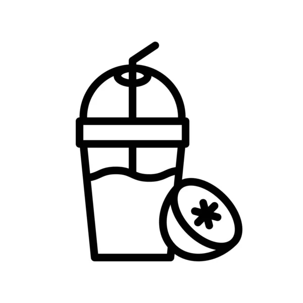 Ilustracja Wektora Kiwi Frappe Ikona Projektowania Linii Napojów — Wektor stockowy