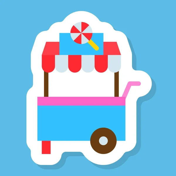 Carrito Caramelo Pegatina Vector Icono Diseño Plano Aislado — Archivo Imágenes Vectoriales