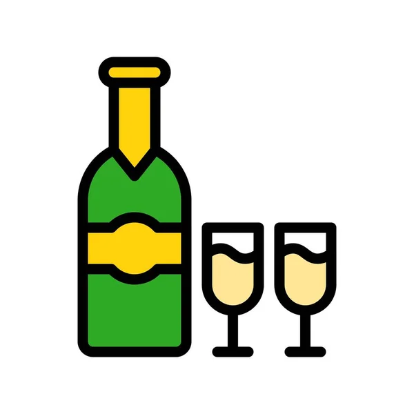 Alkoholos Ital Vektor Ital Töltött Stílus Ikon Szerkeszthető Stroke — Stock Vector