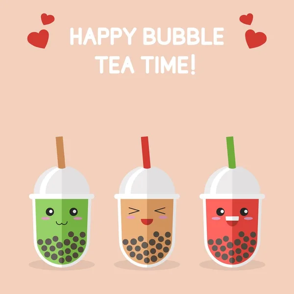 Bubble Tea Oder Perlmilchtee Cartoon Vektorillustration — Stockvektor