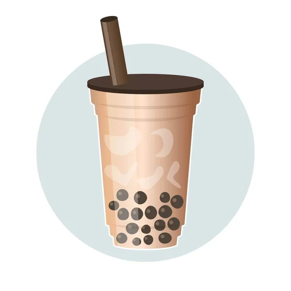 Bubble Tea Pearl Milk Tea Vector Illustration — Stock Vector