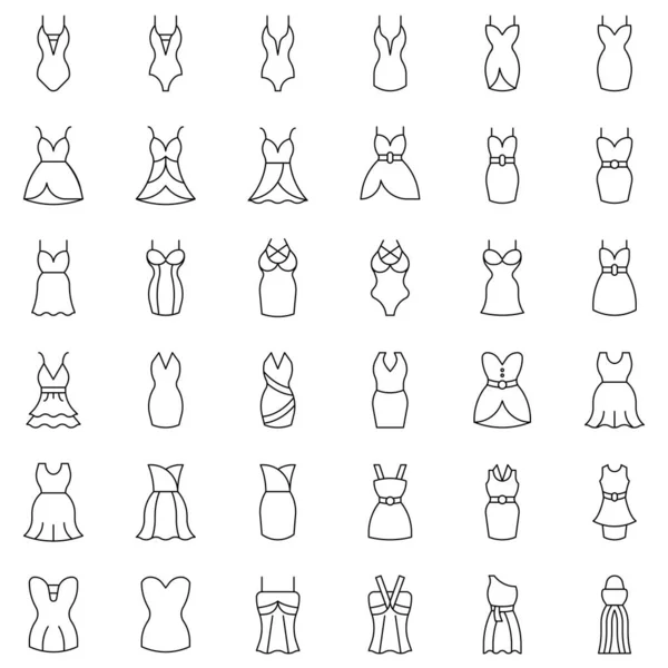 Жіночий Одяг Векторний Набір Іконок Дизайн Лінії — стоковий вектор