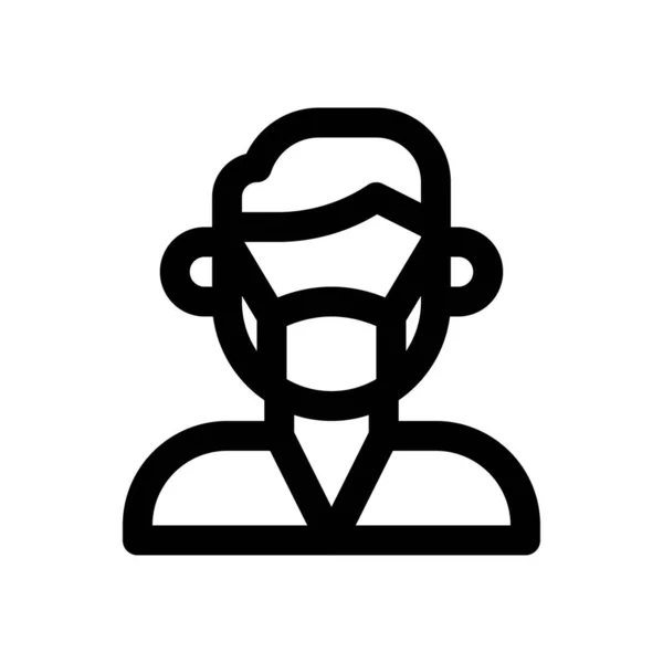 コロナウイルス関連の男性医師の顔マスクベクトルの線型 — ストックベクタ