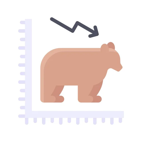 景気後退関連のクマが平らな形で矢印のベクトルとグラフで — ストックベクタ