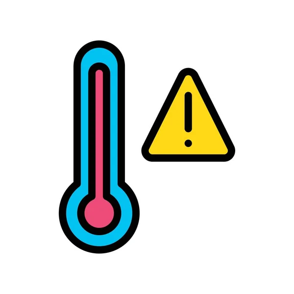 Termômetro Relacionado Clima Com Vetor Sinal Parada Aviso Com Curso — Vetor de Stock