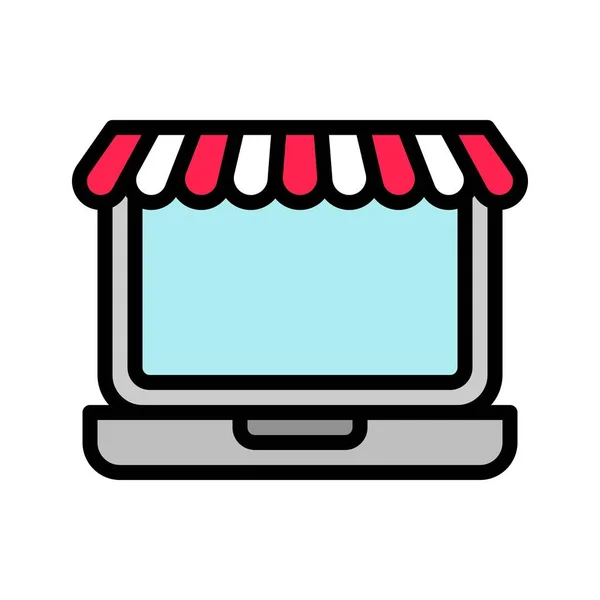 Online Shop Vektor Digitales Marketing Gefüllt Stil Symbol Editierbare Strich — Stockvektor