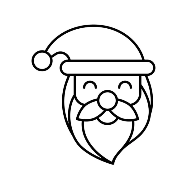 Santa Claus Visage Vecteur Jour Noël Ligne Liée Icône — Image vectorielle