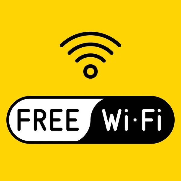 黄色背景上的免费Wifi图标 矢量插图 — 图库矢量图片