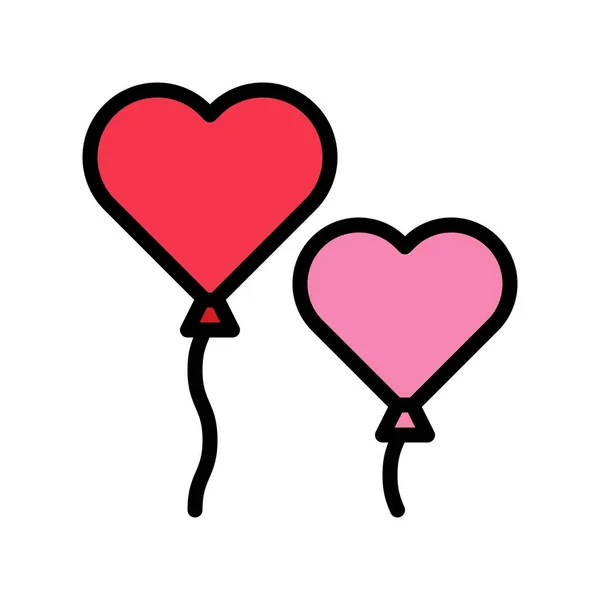 Hjärtballong Vektor Valentine Och Kärlek Relaterade Fyllda Kontur Stil Ikon — Stock vektor
