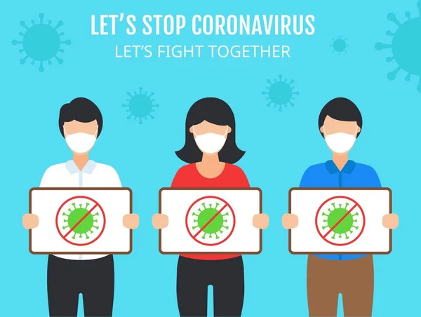 Coronavirus Pandemie Covid Vypuknutí Deskami Chlapců Dívky Ruku Zakázaným Virem — Stockový vektor