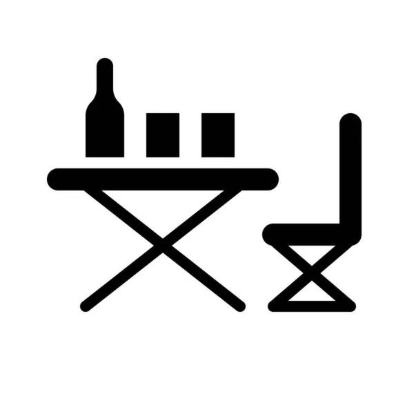 Vecteur Table Pique Nique Icône Design Solide Liée Barbecue — Image vectorielle