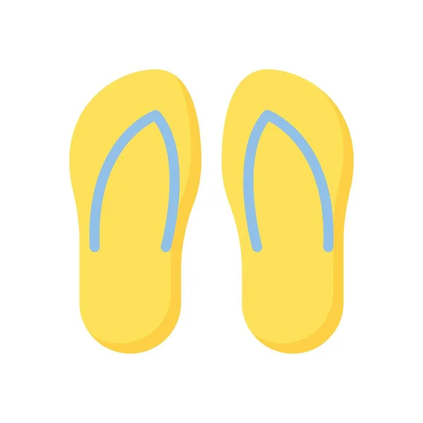 Summer Beach Holiday Related Summer Beach Slippers Footwear Vector Flat — Stock Vector