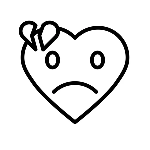 Heart Emoticon Vector Illustration Line Design Icon Editable Outline — Stock Vector