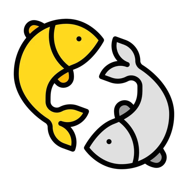 Pesce Oro Argento Vettore Pesce Cinese Lunare Icona Capodanno Pieno — Vettoriale Stock