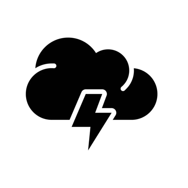 Klimaatgerelateerde Wolken Met Elektrische Schok Bliksemvector Solide Ontwerp — Stockvector