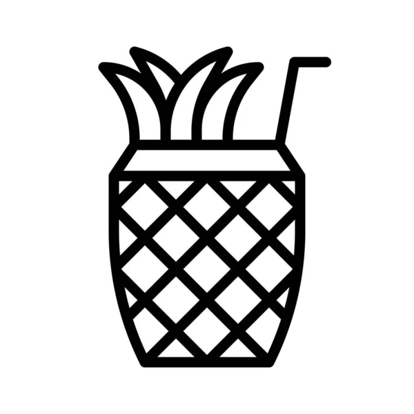 Ananas Sap Vector Illustratie Dranklijn Ontwerp Icoon — Stockvector