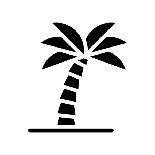 Hawaii Icona Relativa Albero Cocco Con Foglie Cocco Vettore Nel — Vettoriale Stock