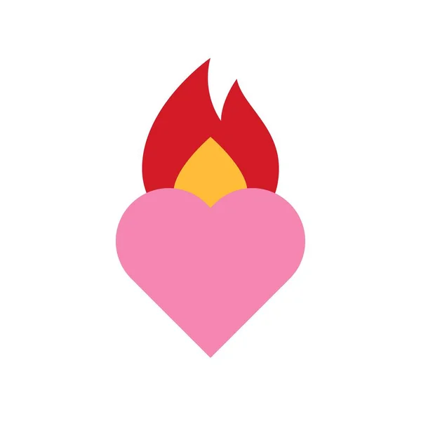 Vetor Coração Ardente Valentine Ícone Estilo Plano Relacionado Amor — Vetor de Stock