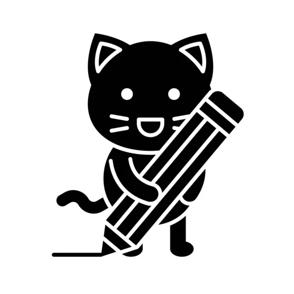 Söt Katt Avatar Vektor Illustration Fast Stil Ikon — Stock vektor