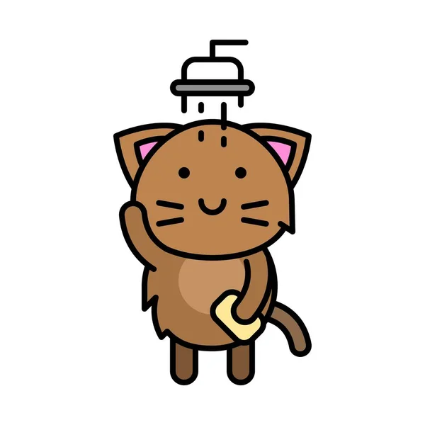 Cute Cat Avatar Vector Illustration Filled Style Icon Editable Stroke — Stock Vector