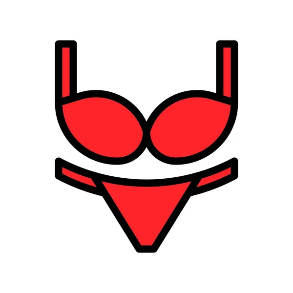 Bikini Lingerie Vector Illustration Filled Design Editable Outline Icon — Stock Vector