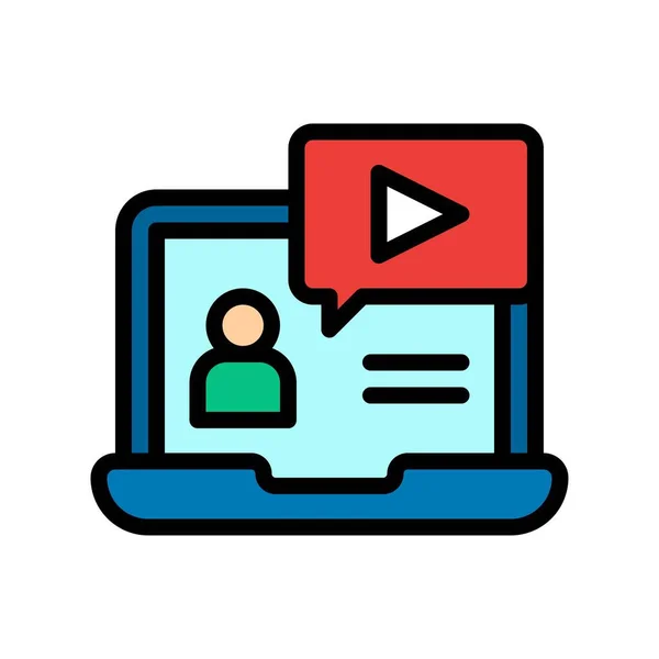 Telework Vagy Távmunka Kapcsolódó Online Tanulás Laptop Videó Lejátszó Vektor — Stock Vector
