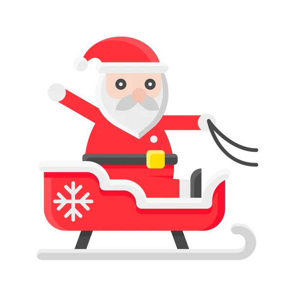 Santa Vector Trineo Icono Plano Relacionado Con Día Navidad — Vector de stock