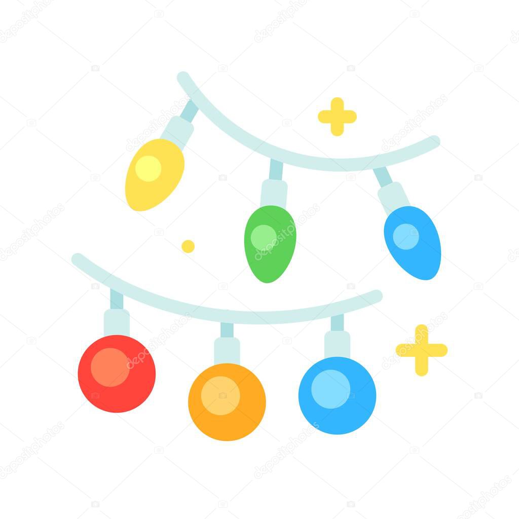 Christmas lights flat design icon, vector illustration