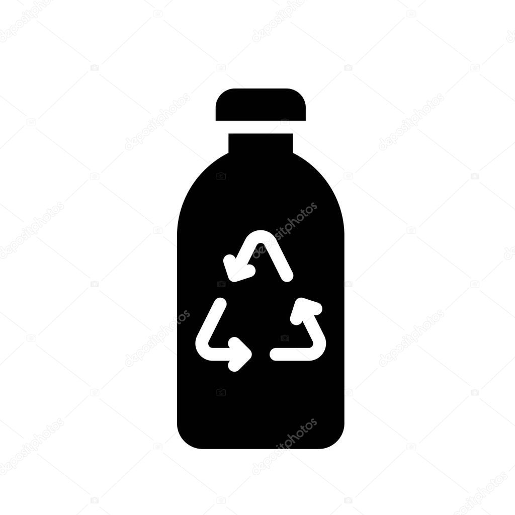 environment related recycle sign on plastic bottle vector in solid design