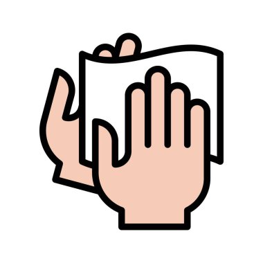 Yıka ya da hijyenle ilgili eller kurulama ya da silme peçete vektörü ile düzenlenebilir felçli