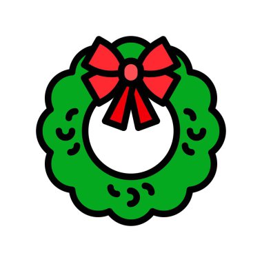 Noel Çelengi vektör illüstrasyonu, doldurulmuş biçim simgesi