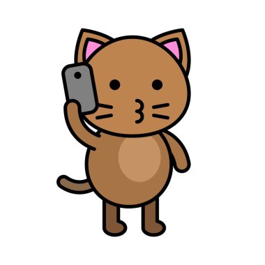 Şirin Kedi avatar vektör çizimi, doldurulmuş biçim simgesi düzenlenebilir vuruş