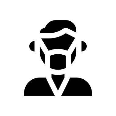 Corona virüsü ile ilişkili erkek doktor yüz maskesi taşıyıcısı katı tasarım