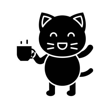 Şirin Kedi avatar vektör çizimi, katı biçim simgesi