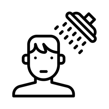 Corona virüsüyle ilişkili çocuk banyo vektörünü çizgisel olarak al