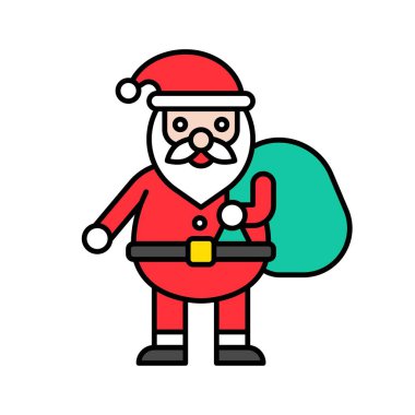 Büyük çanta vektörlü Noel Baba, Noel günü dolu simge