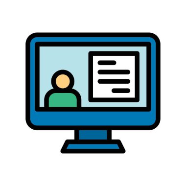 Telesekreter ya da telekomünikasyon bağlantılı karakter ve düzenlenebilir felçli bilgisayar ekran vektörü sayfası