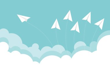 Bir kağıt düzlem gruptan yön değiştiriyor, vektör illüstrasyonu