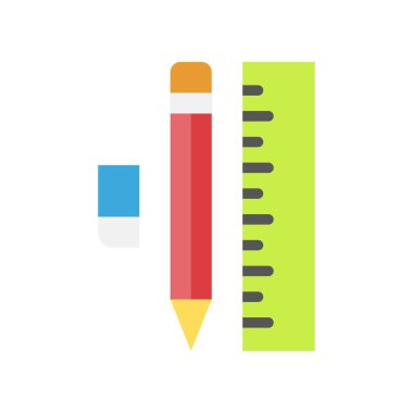 Kırtasiye vektörü, okula geri dön düz tasarım simgesi