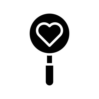 Büyütme cam vektörü, Sevgililer Günü ve aşkla ilgili katı biçim simgesi