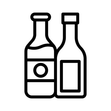 Ketçap vektörü, Barbekü bağlantılı çizgi tasarımı düzenlenebilir vuruş simgesi