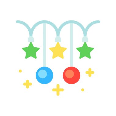 Noel ışıkları düz tasarım simgesi, vektör illüstrasyonu