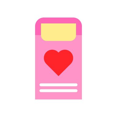 Aşk harfi vektör çizimi, izole edilmiş düz tasarım simgesi