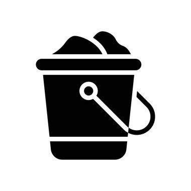 Yaz kumsalı ya da tatille ilgili kum kovası. Katı tasarım vektörü var.